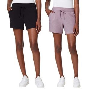 32 Degrees Women's 2-Pack Pull-On Shorts, Black/ Nirvana